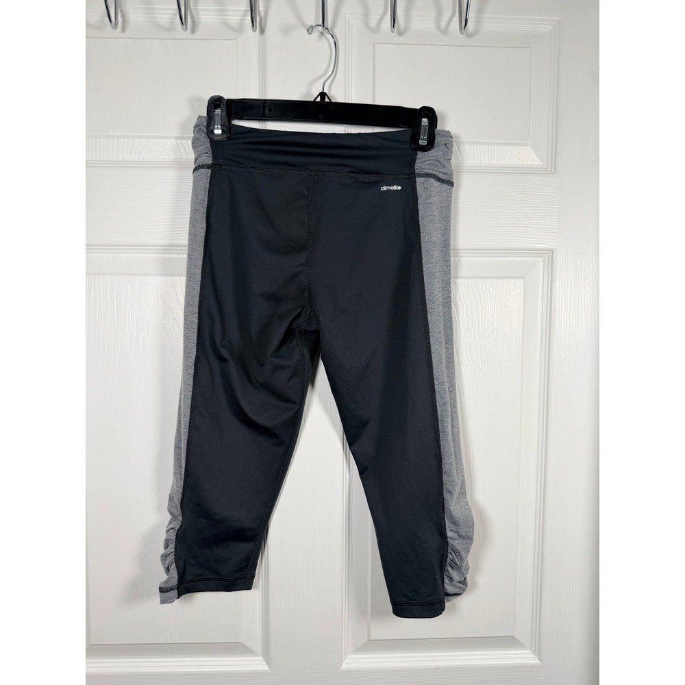 Adidas Climalite Women Black Grey Ruched Crop Leggings Capris A99699 Size S - Picture 2 of 8